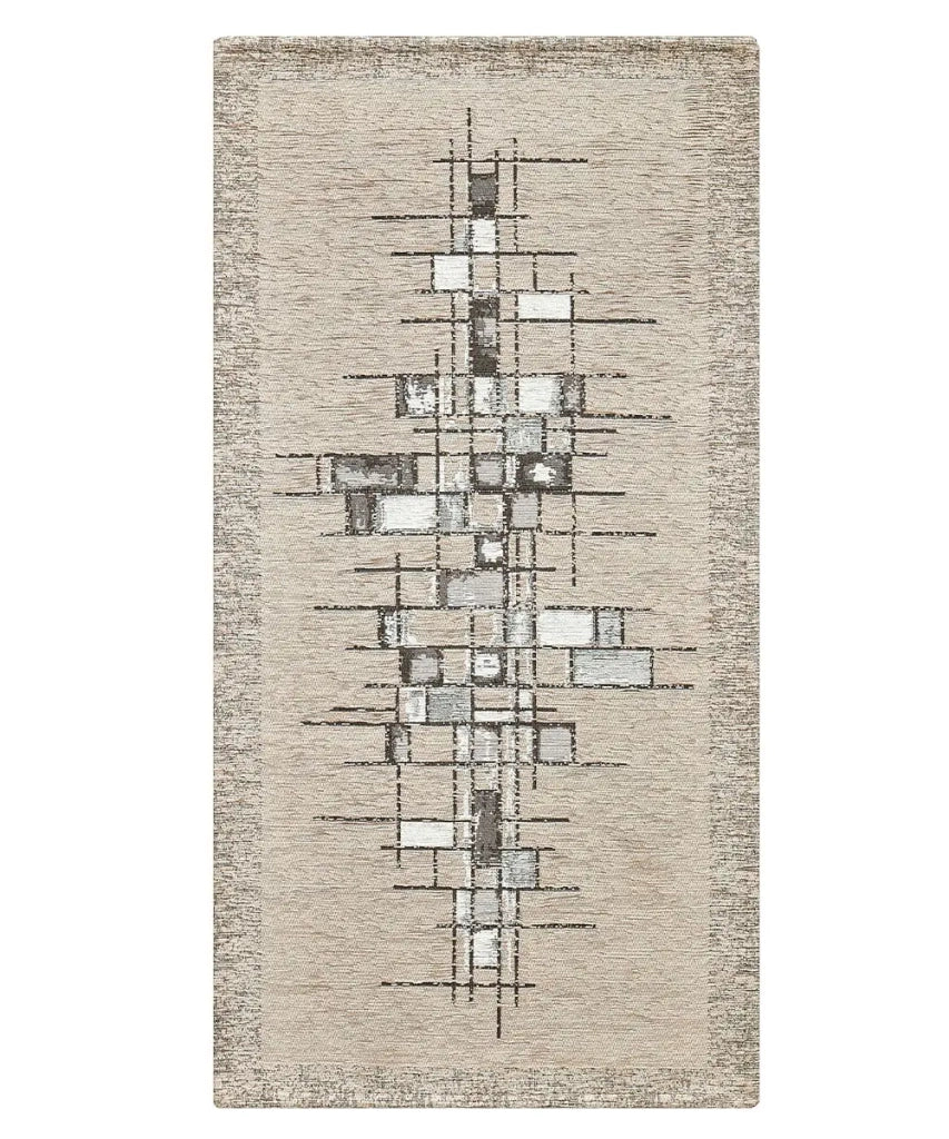 Tappeto moderno PIXEL TORTORA BEIGE disegno arte contemporanea astratto geometrico, tappetino bagno multiuso lavabile in lavatrice e anti-scivolo cm.55x80