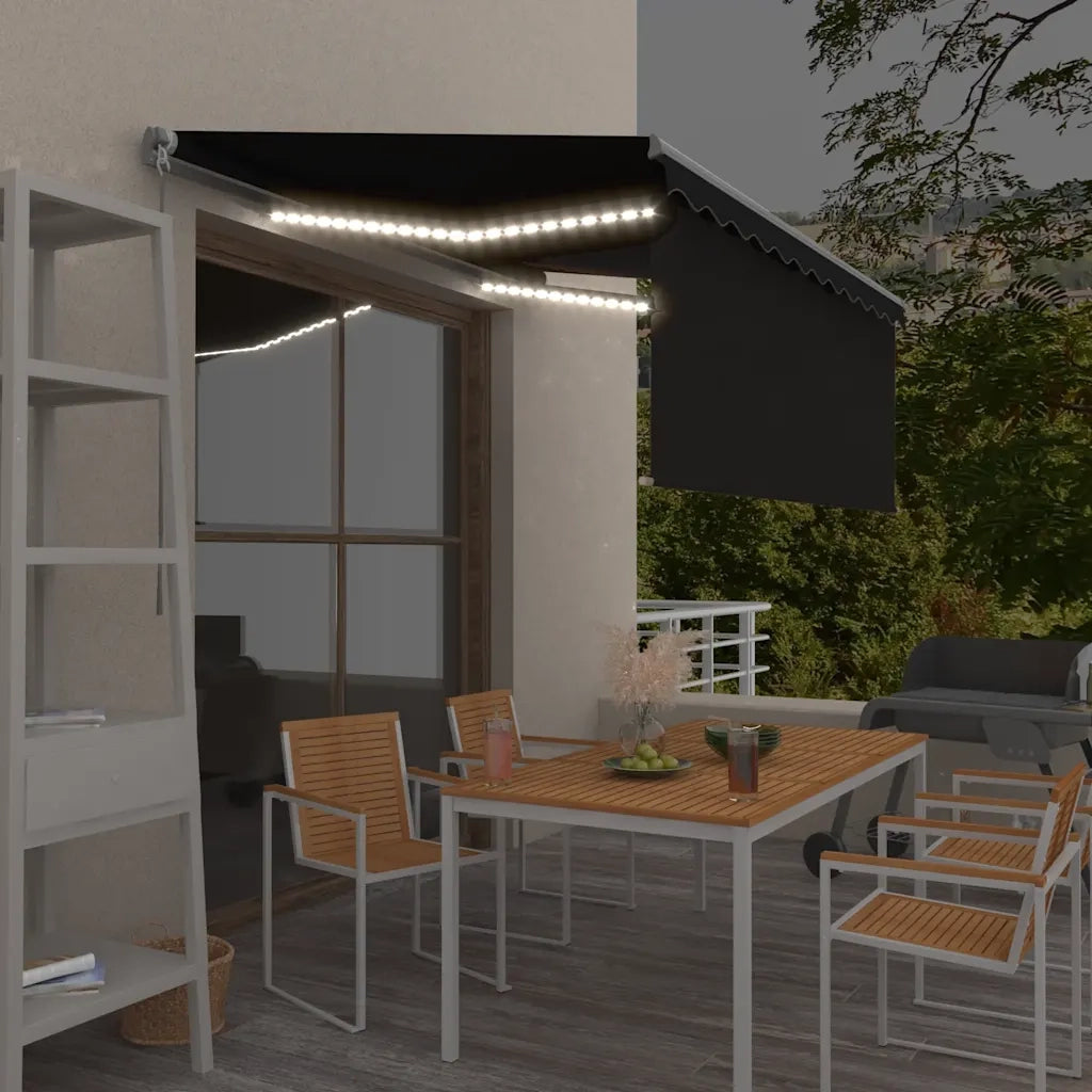 Tenda da Sole Retrattile Manuale Parasole LED 3x2,5m Antracite