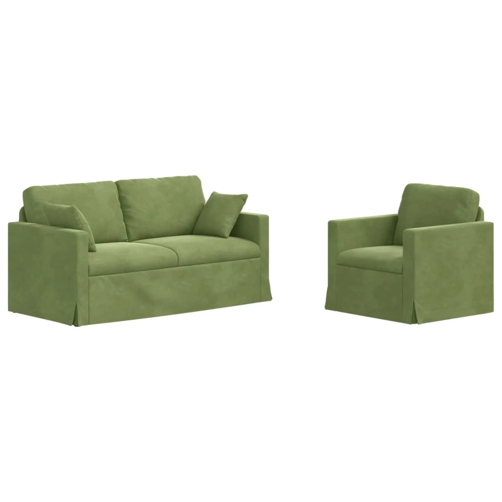Set di divani 2 pcs Verde chiaro 158 x 78 x 80 cm Velluto