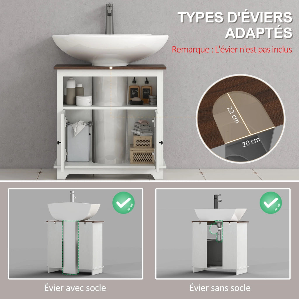 Mobile sottolavabo bagno ¨C zephmum ¨C bianco 60x30x60 cm