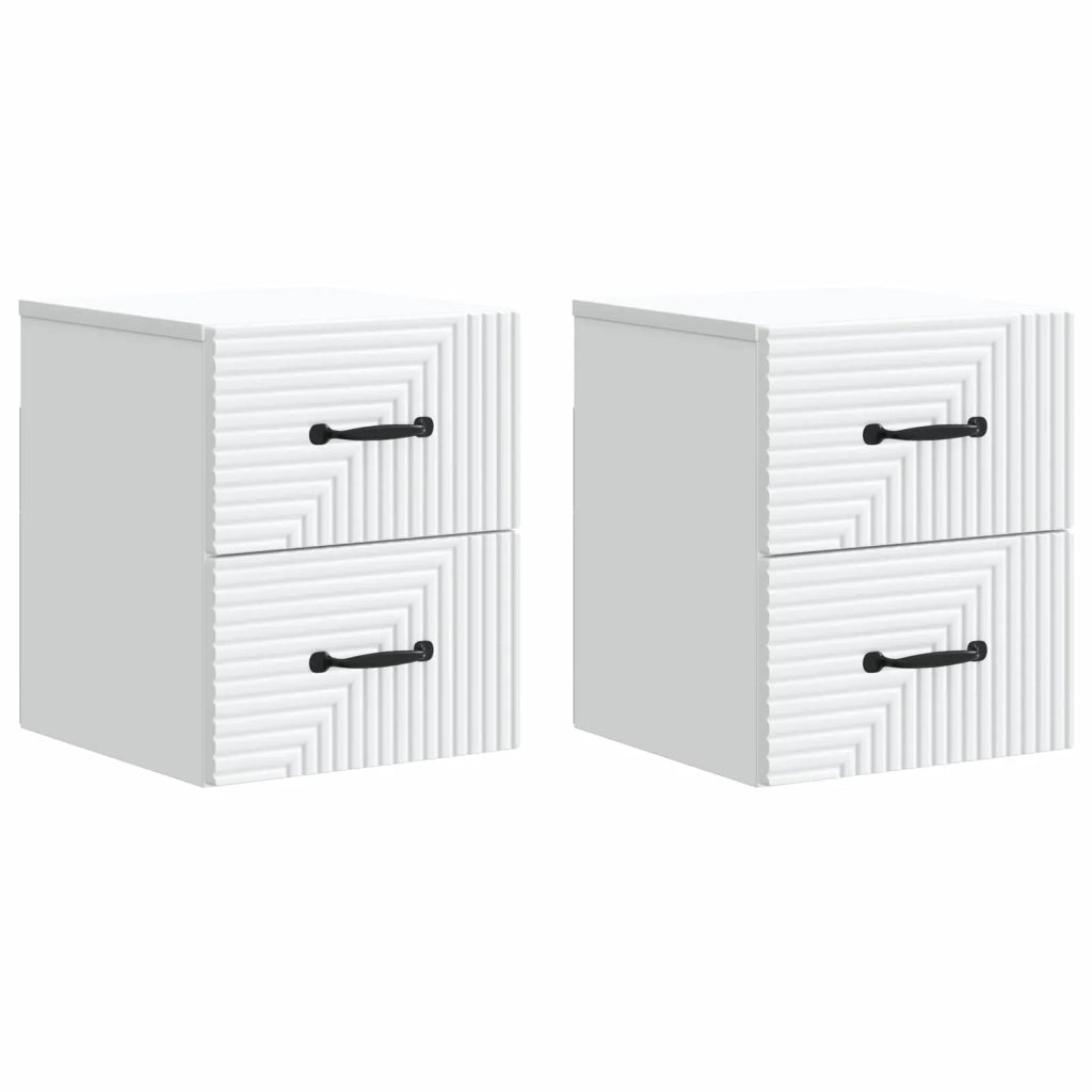 Mobiletto da notte a muro 2 pcs Bianco 34,5 x 33 x 40 cm