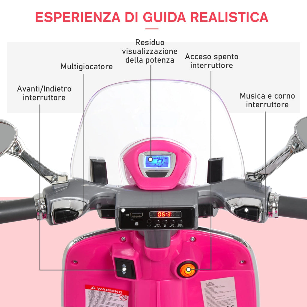Moto Giocattolo Vespa per Bambini 3+ Anni ¨C Zephmum ¨C Rosa 108x49x75 cm
