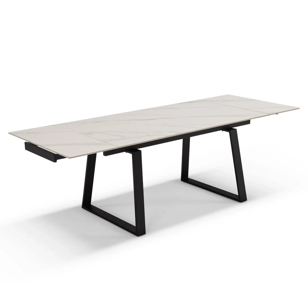 Tavolo allungabile da pranzo Marmo di Carrara 160x90 modello ATLAS fino a 240 CM per sala da pranzo, cucina e soggiorno, design moderno con top in grès ceramico