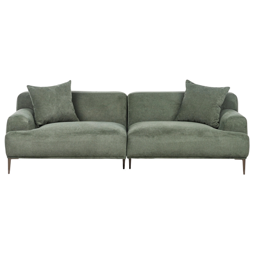 Divano a 3 posti in tessuto Verde Soggiorno Stile moderno Gambe in metallo