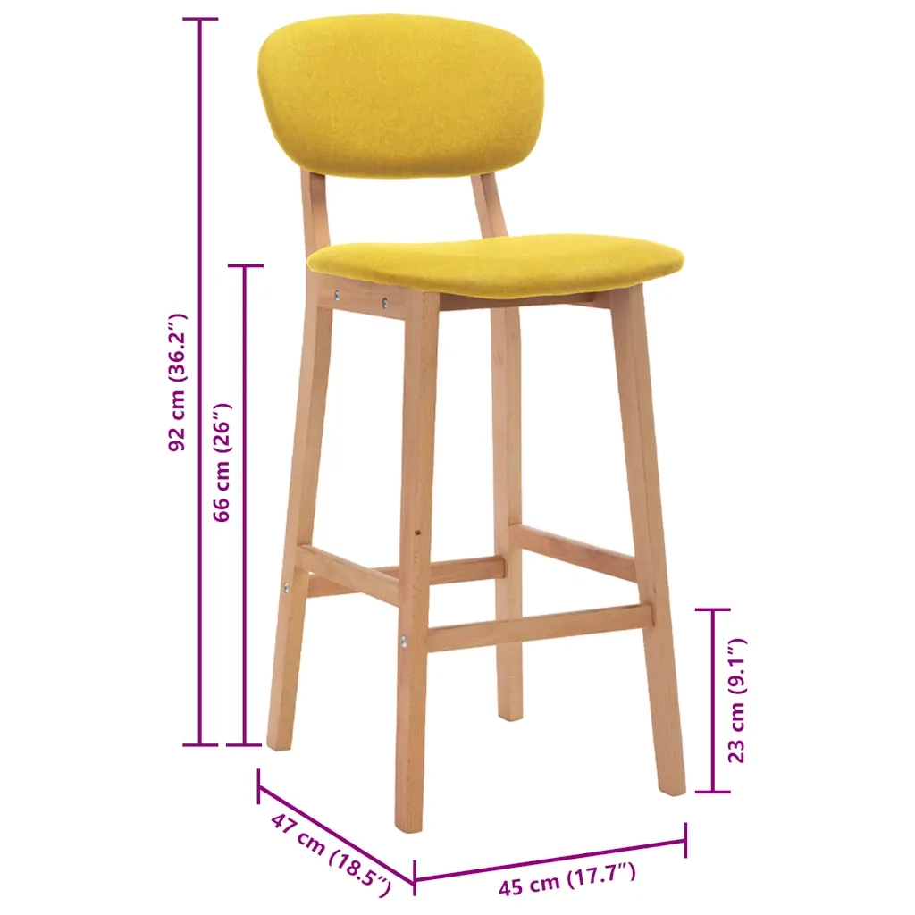 Sgabelli da Bar 2 pz Giallo Senape in Tessuto 289374