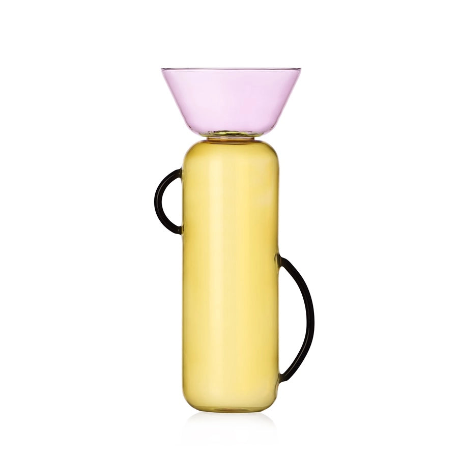 Vaso Ichendorfgeleè e vetro giallo/rosa - grande