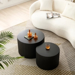 TAVOLINO Set da 2 pezzi 67x67x48 cm MDF Nero, impilabili