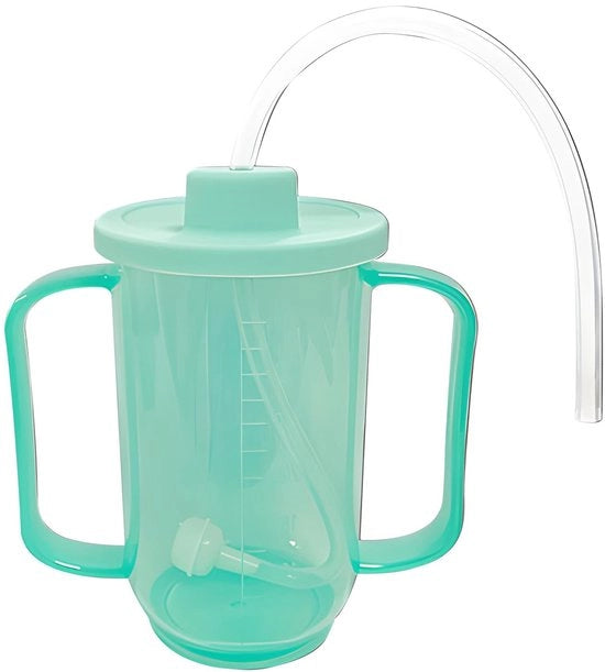 Bicchiere per bevande senza contenuto - Bicchiere con manico di canna - Bicchiere con beccuccio - Manici con superficie antiscivolo - Bicchiere per alimenti sicuro - Bicchiere termoresistente - Bicchiere per alimenti