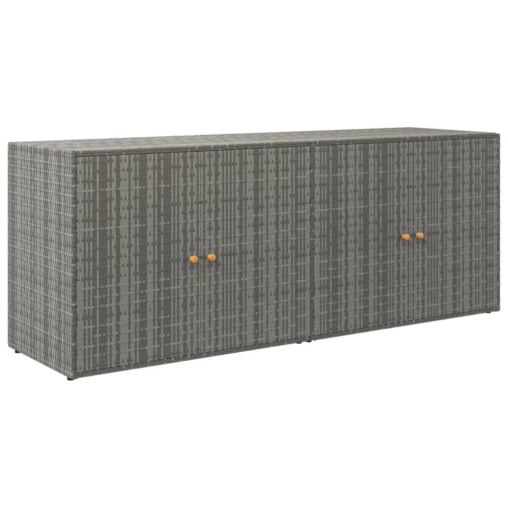 Mobile contenitore da giardino 198 x 55,5 x 80 cm ampio spazio pratico design contemporaneo in resina intrecciata grigia 02_0046635