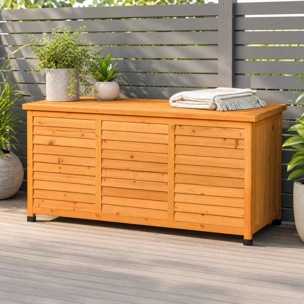 BAULE DA GIARDINO 127x56x60 cm in legno giallo