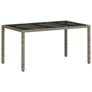 Tavolo Giardino | Tavolino da esterno Piano Vetro Grigio Chiaro 150x90x75 Polyrattan