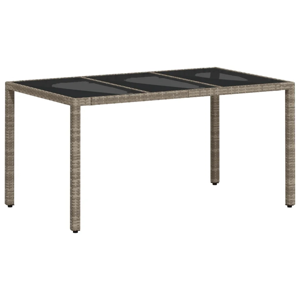 Tavolo Giardino | Tavolino da esterno Piano Vetro Grigio Chiaro 150x90x75 Polyrattan