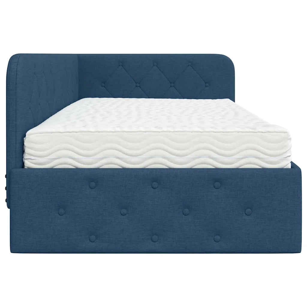 Cornice del letto ad angolo Blu 100 x 200 cm Tessuto 3394060