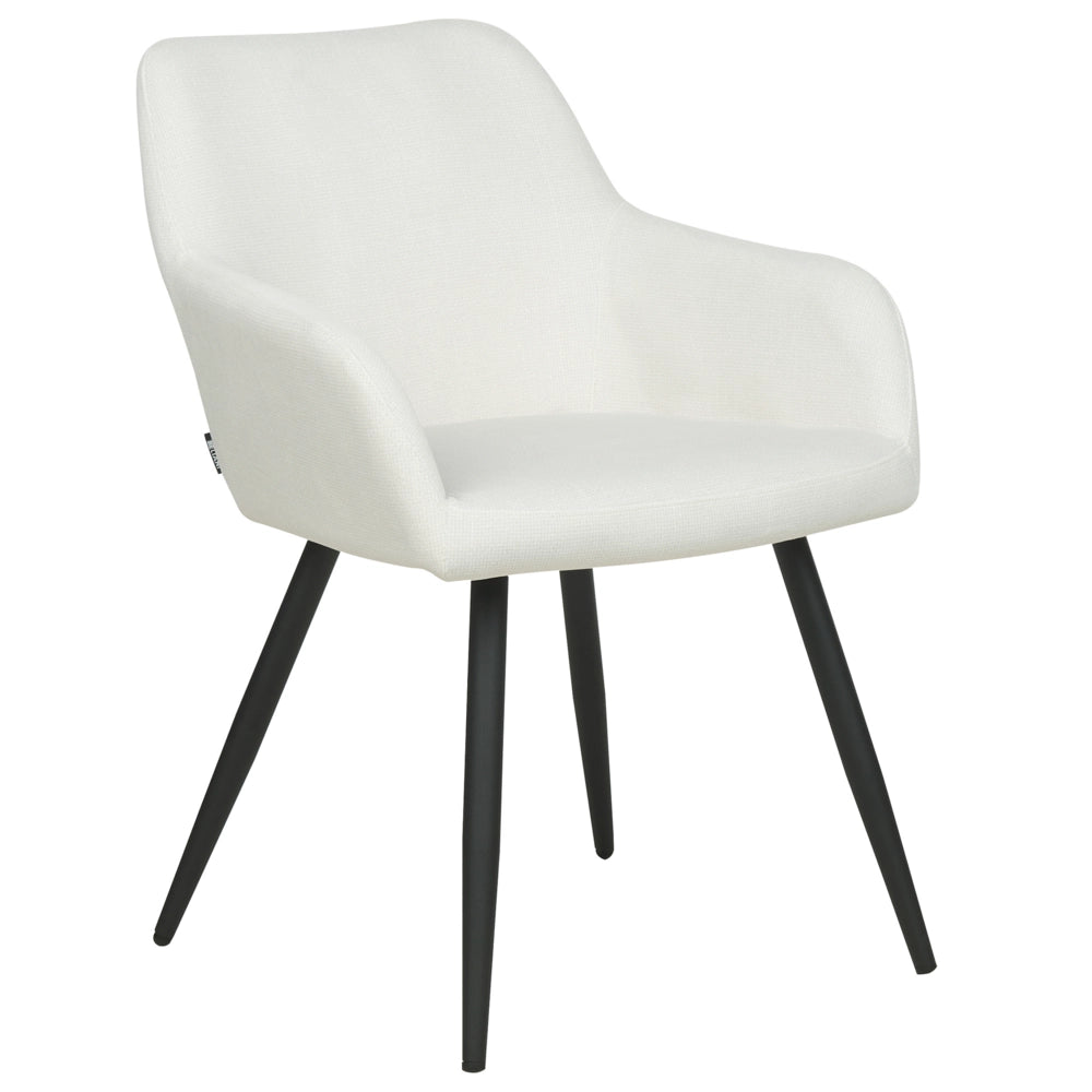 Set di 2 sedie imbottite in velluto bianco crema con gambe in metallo soggiorno cucina