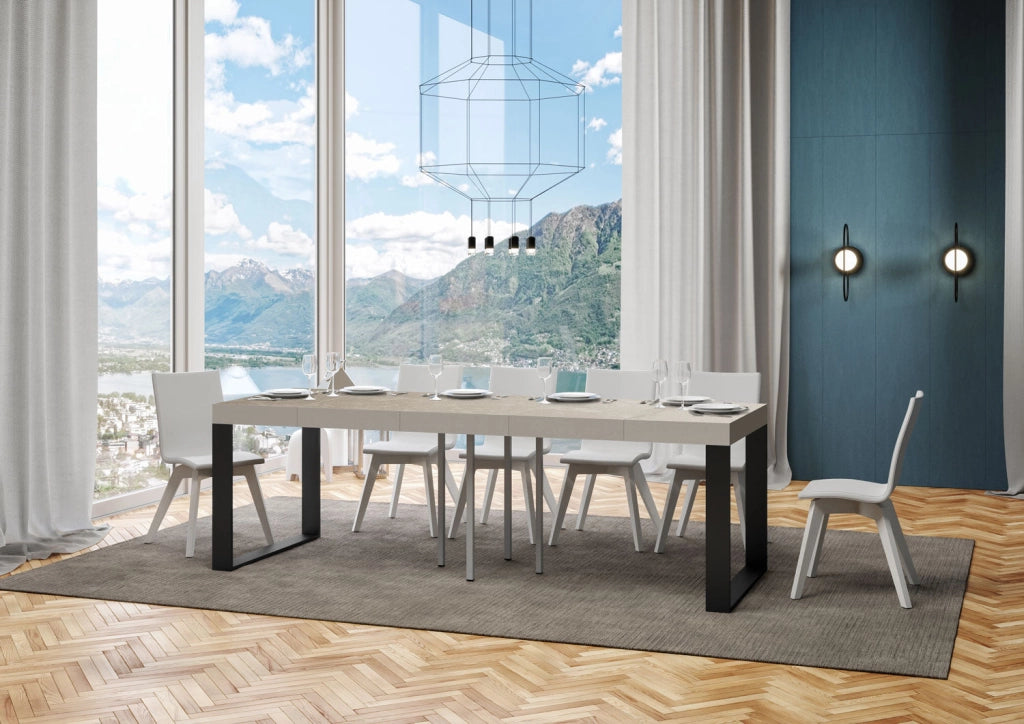 Tavolo Allungabile 90-246x90x77 cm Tecno Premium Cashmere Telaio Antracite
