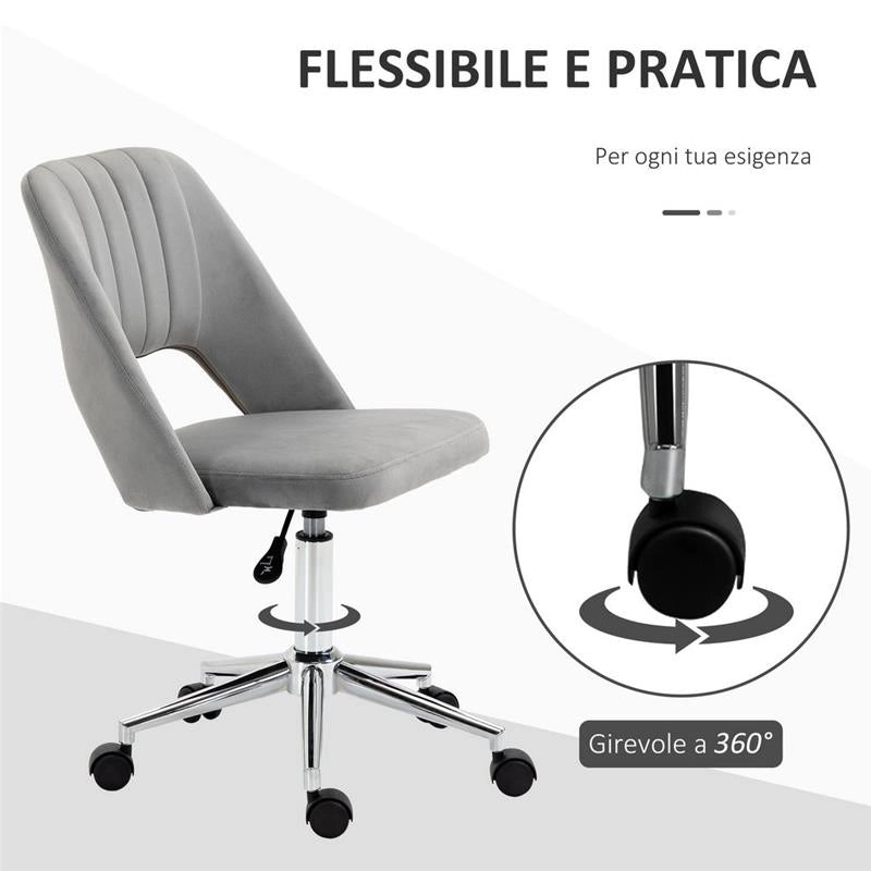SEDIA DA UFFICIO IMBOTTITA ERGONOMICA GIREVOLE 49 X54 X 79-91 CM COLORE GRIGIO