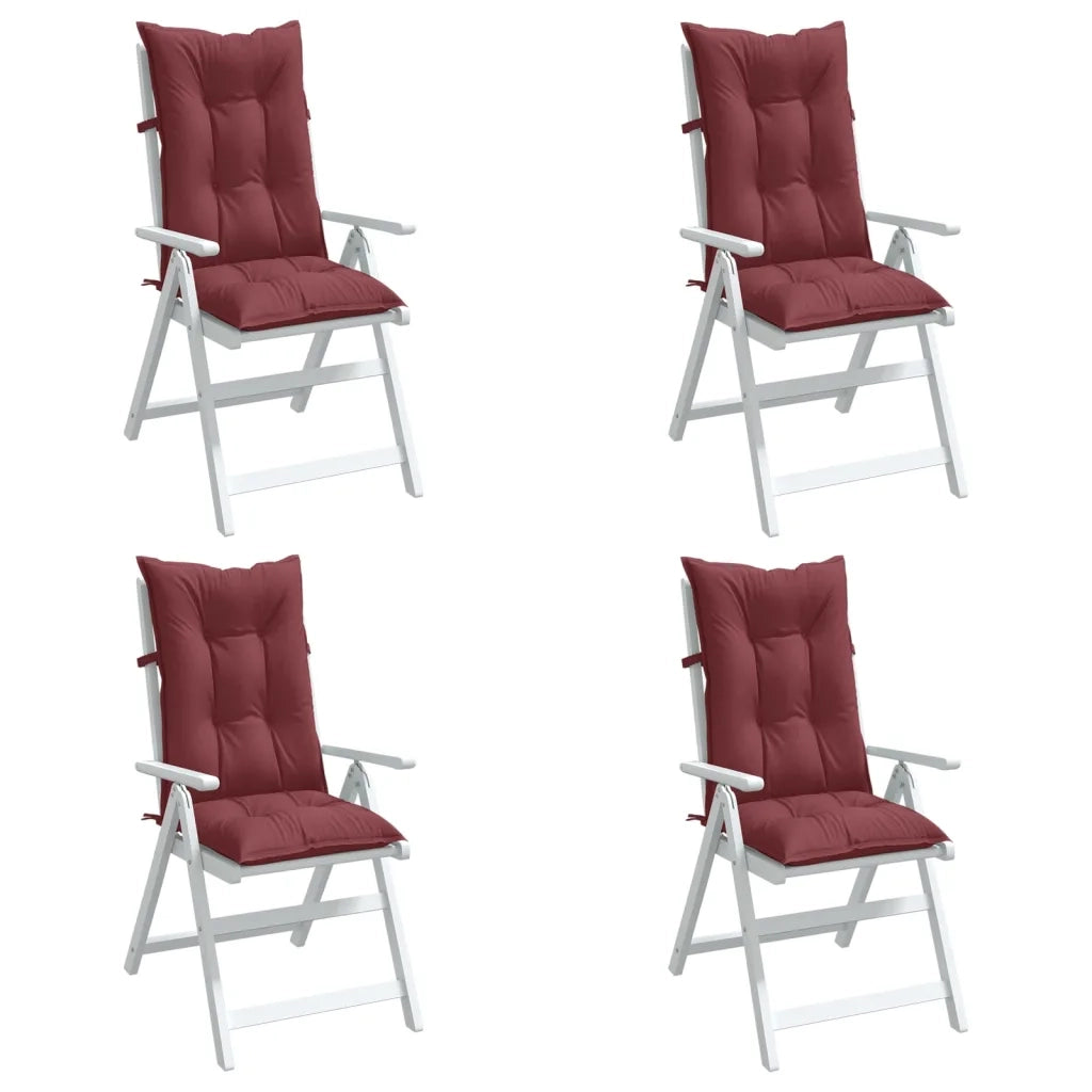 vidaXL Cuscini Sedia Schiena Alta 4 Rosso Vino Mélange 120x50x7 cm