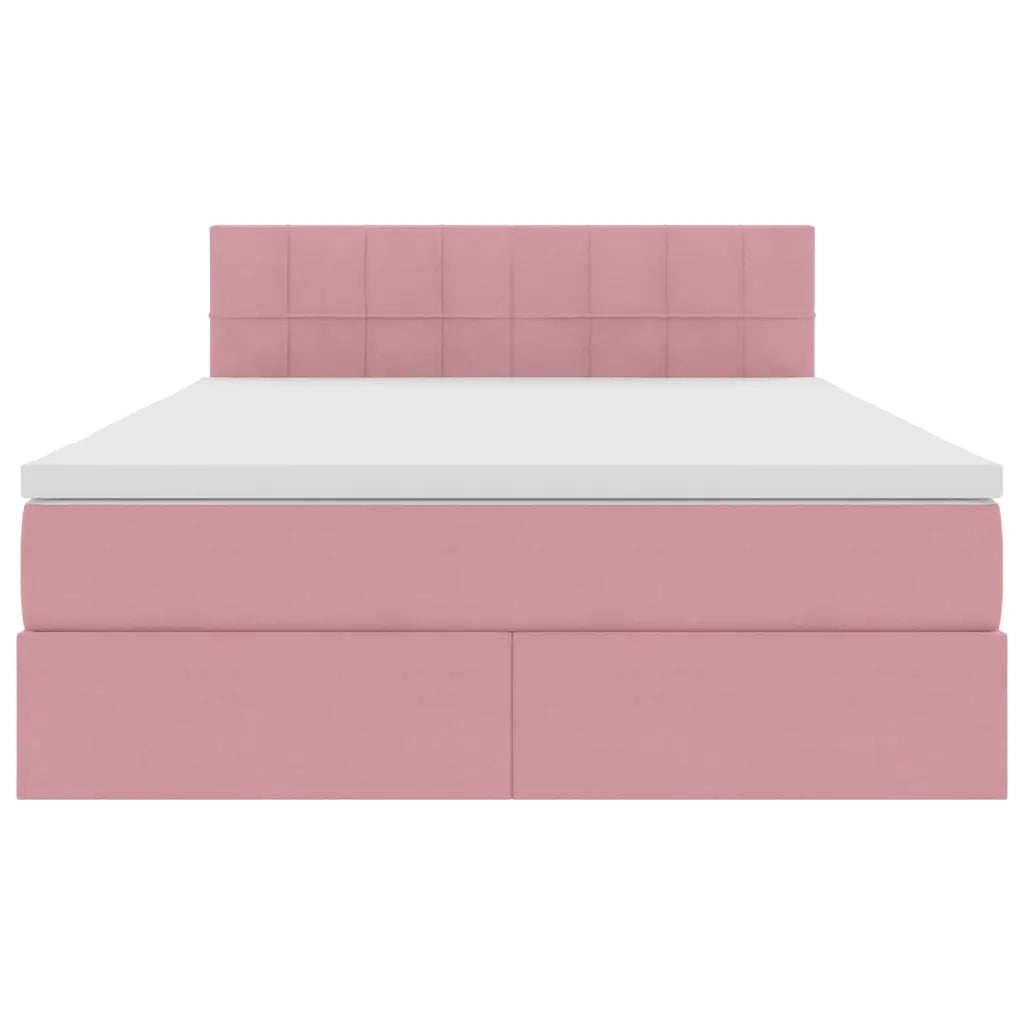 Letto con Contenitore con materasso Rosa 140 x 200 cm Velluto