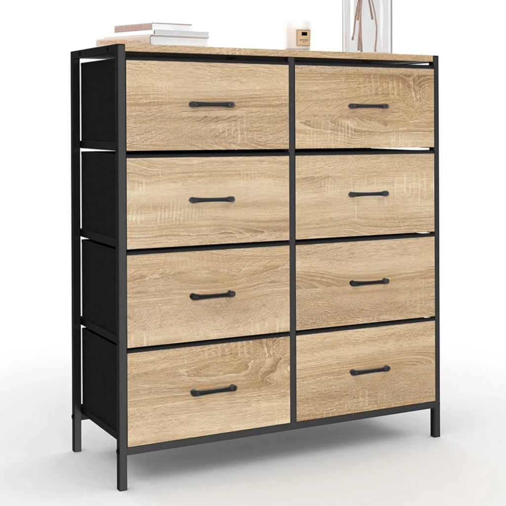 IDMarket - Baúl de tela de 8 cajones UTAH 80 cm mueble de almacenaje de diseño industrial