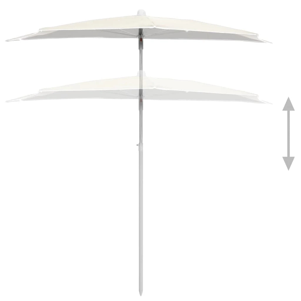 Mezzo ombrellone da giardino con palo 180 x 90 cm color sabbia 02_0007729