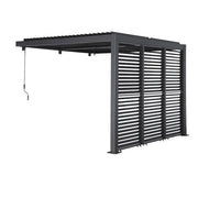 Pergola bioclimatica in alluminio addossata 3x3m + 3 persiane 100cm