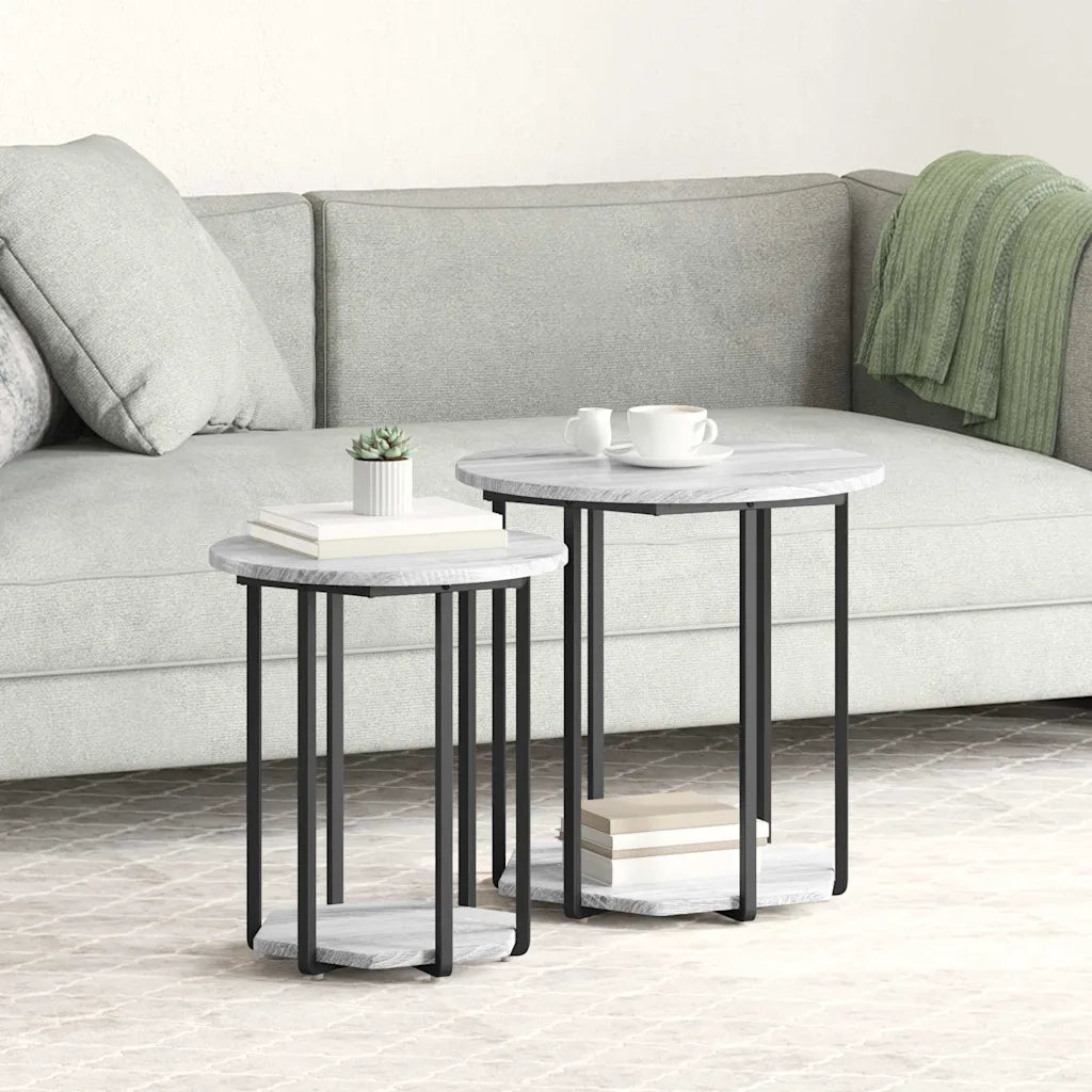 Set tavolini con lo scaffale 2 pcs Grigio 869717