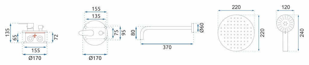 Set Doccia Da Incasso Rea Mild Black Rose Gold + Box