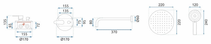 Set Doccia Da Incasso Rea Mild Black Rose Gold + Box