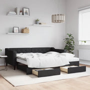 Divano Letto Estraibile con Cassetti Nero 90x190 cm in Tessuto 3197492