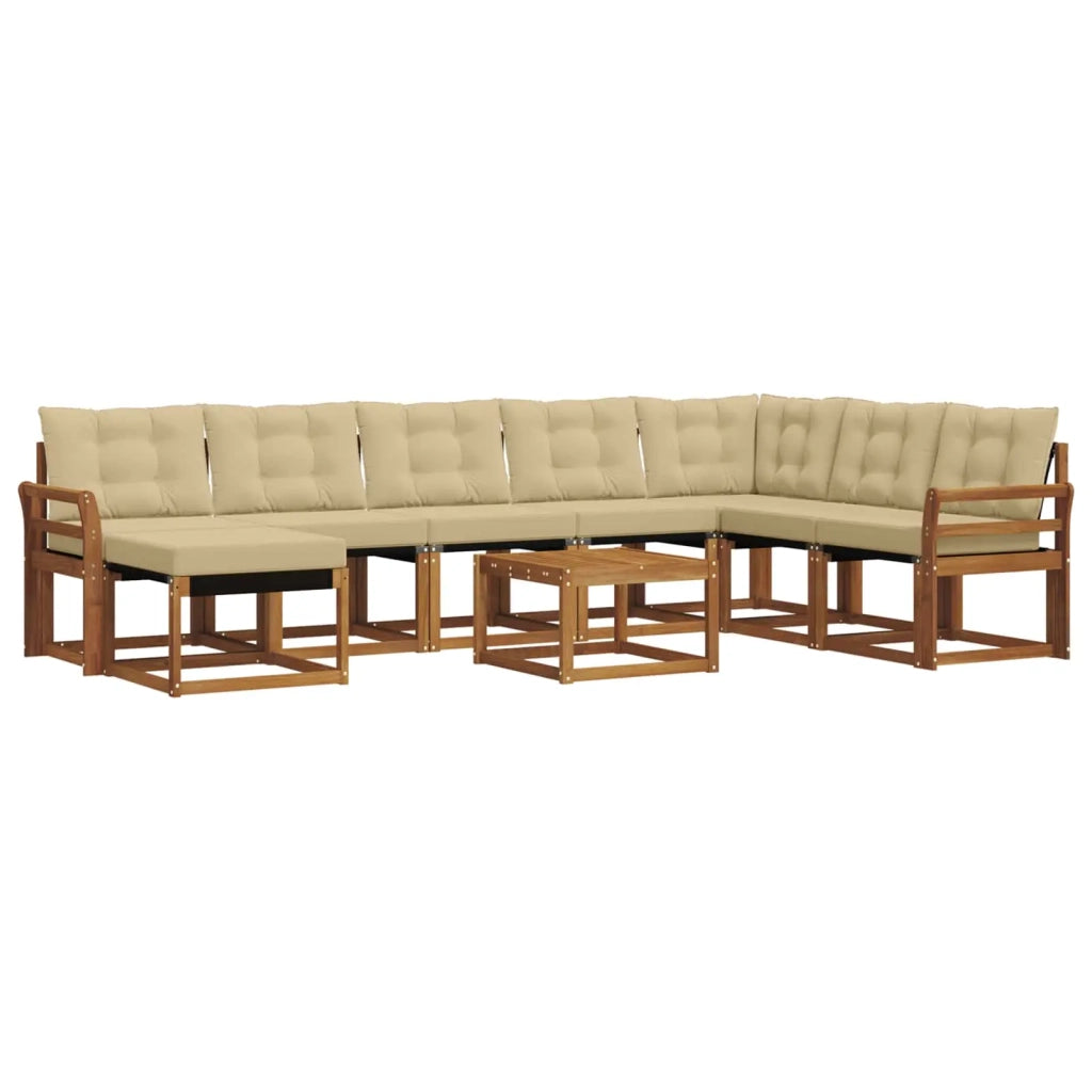 Set di divani da esterno con cuscino 9 pcs Naturale e Beige 3368980