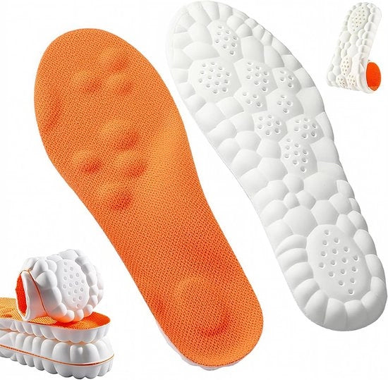 Due paia di inlay per scarpe per uomo e donna, 4D memory foam cloud inlay, massaggio confortevole e respirante con supporto arcuato per piede, realizzato su misura per tutti i tipi di scarpe (1 paio - arancione - misura 38/24,5 cm)