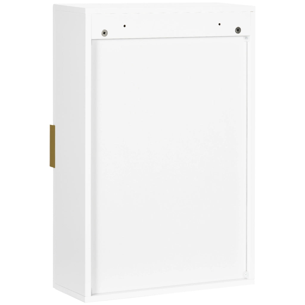 Pensile Mobile Bagno Sospeso con Anta Decorata 40x15x60 cm in MDF Bianco