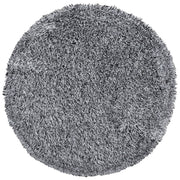 Tappeto Shaggy Tappeto a pelo lungo Solido Poliestere Bianco e Nero Rotondo 140 cm
