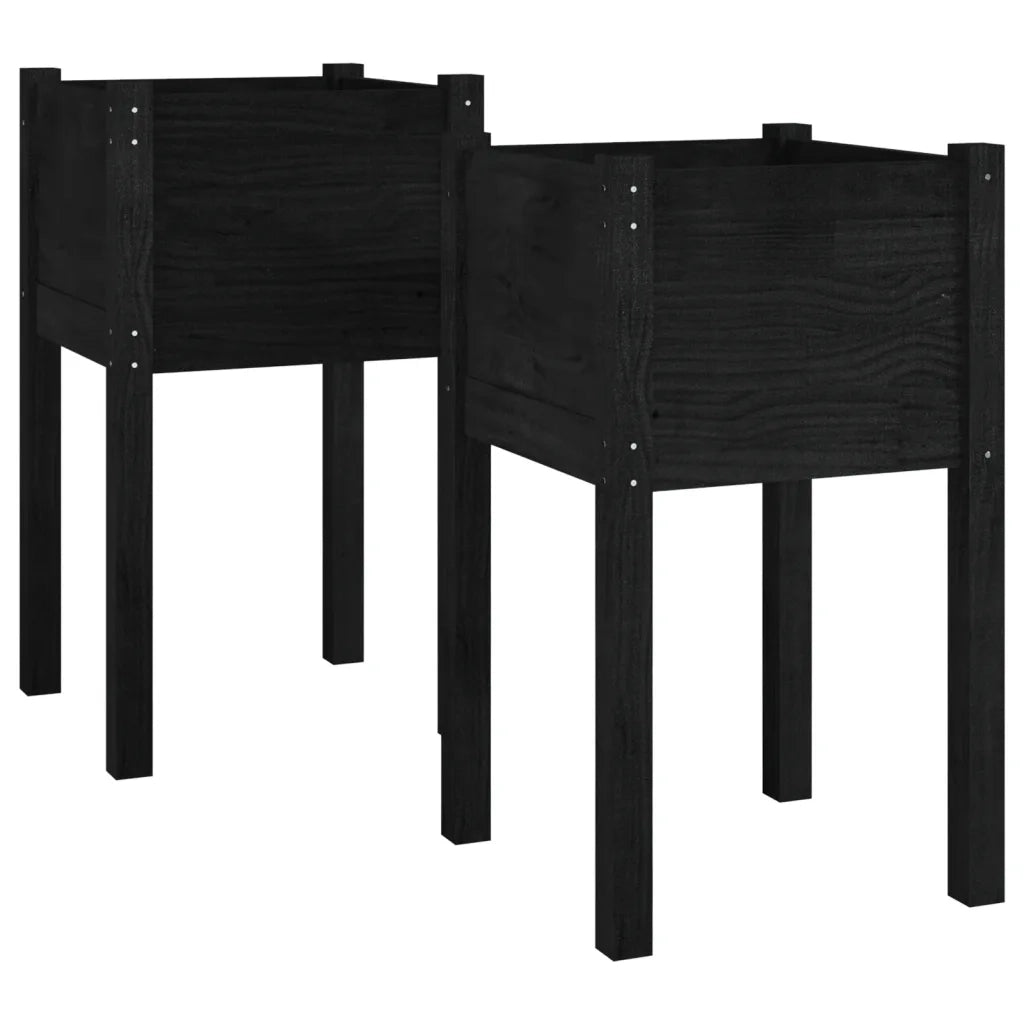 Fioriere da Giardino 2 pz Nere 40x40x70 cm in Legno di Pino 810798