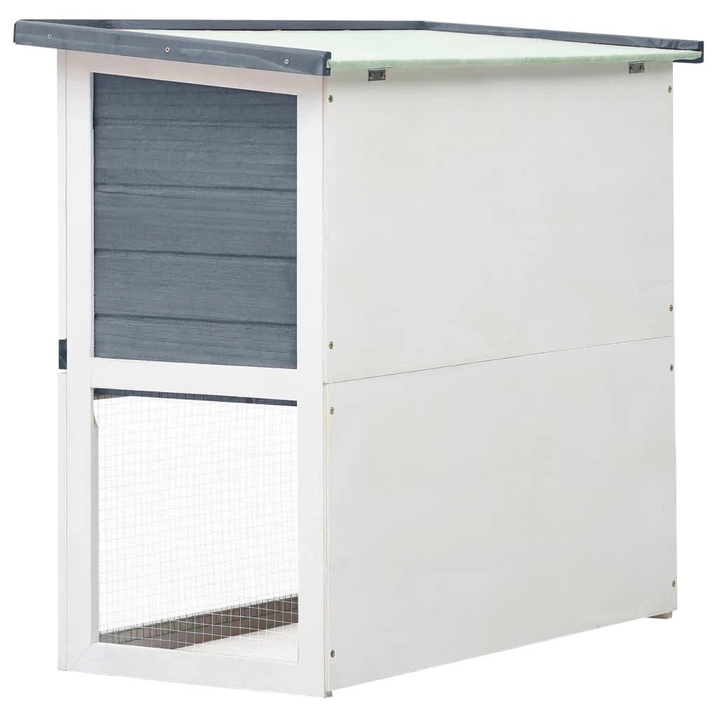Conigliera da esterno con 1 porta 90 x 45 x 80 cm legno grigio 02_0000586