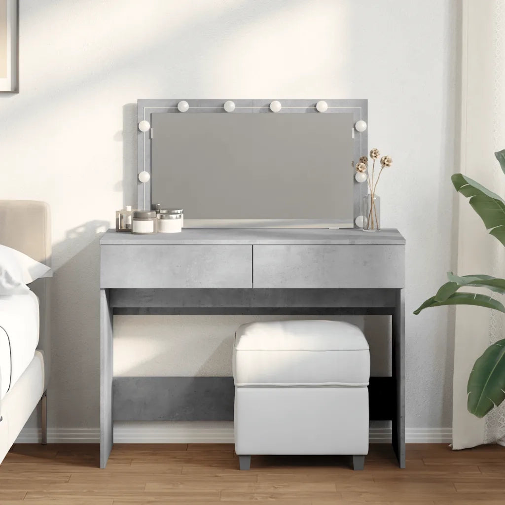 Toeletta | Tavolo da Trucco con LED Grigio Cemento 100x40x120 cm