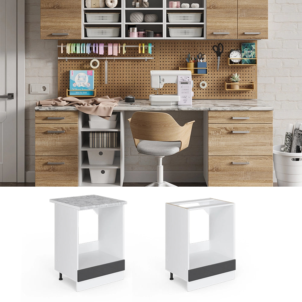 Vicco Base universale Antracite lucido 60 cm con ampia nicchia, con piano di lavoro