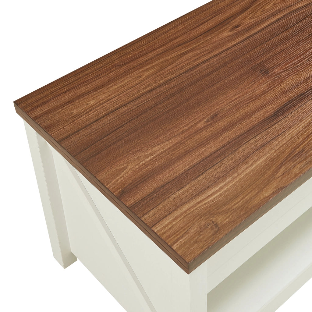 Tavolino Centrale da Salotto Kasama con Piano Sollevabile e Apribile 110 x 55 x 54 cm Effetto Noce / Bianco [en.casa]