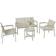 Set da giardino con divano 2 posti, 2 poltrone e tavolo basso in vetro temperato ¨C zephmum ¨C verde
