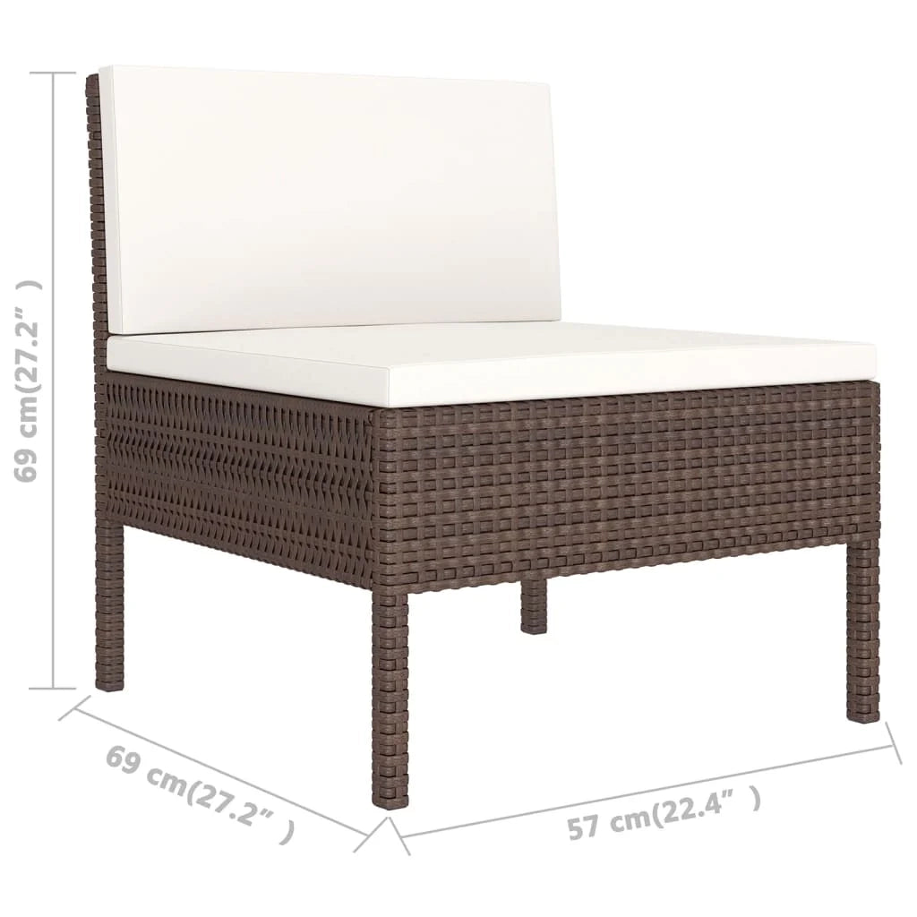 Set di mobili da giardino mobili da esterno 5 pezzi con cuscini resina intrecciata marrone 02_0016465