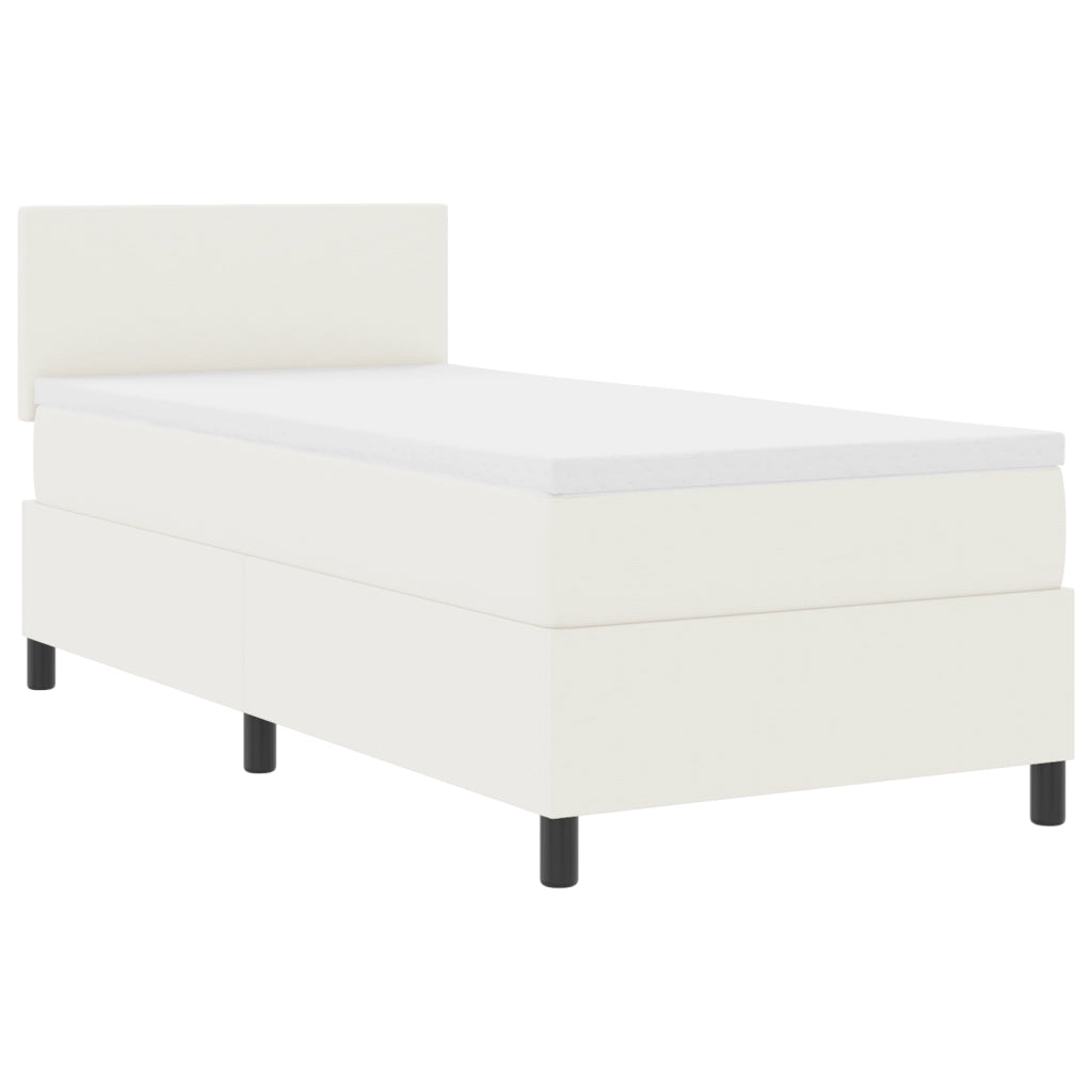 Letto Box Spring con Materasso Crema 100x200 cm Tessuto Corduroy