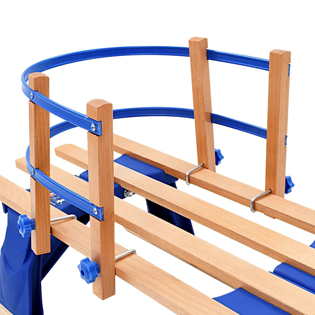 Slittino da Neve Pieghevole in Legno con Schienale 119 cm 91458