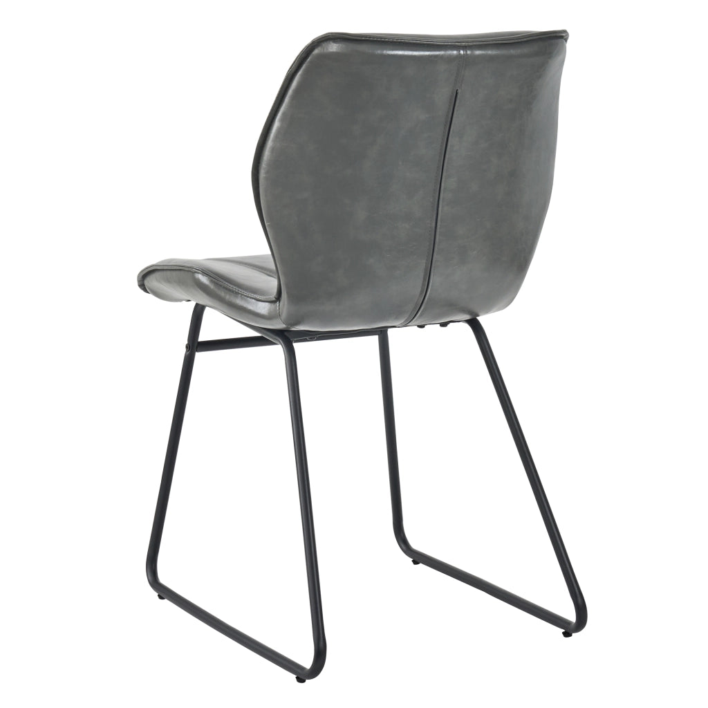 Sedie da Pranzo Set 2 Pezzi Imbottite ¨C MINIMAL ¨C Similpelle con Gambe in Metallo, Grigio