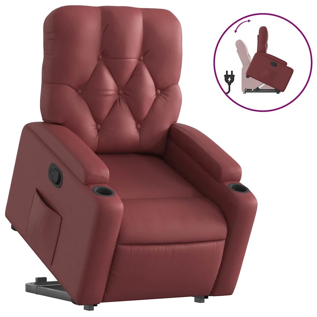 Poltrona | Sedia Relax Alzapersona Reclinabile Rosso Vino in Similpelle