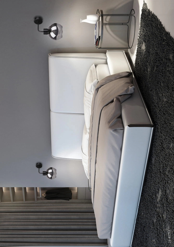 Applique Candellux Lady nera vetro fumé E27 interruttore