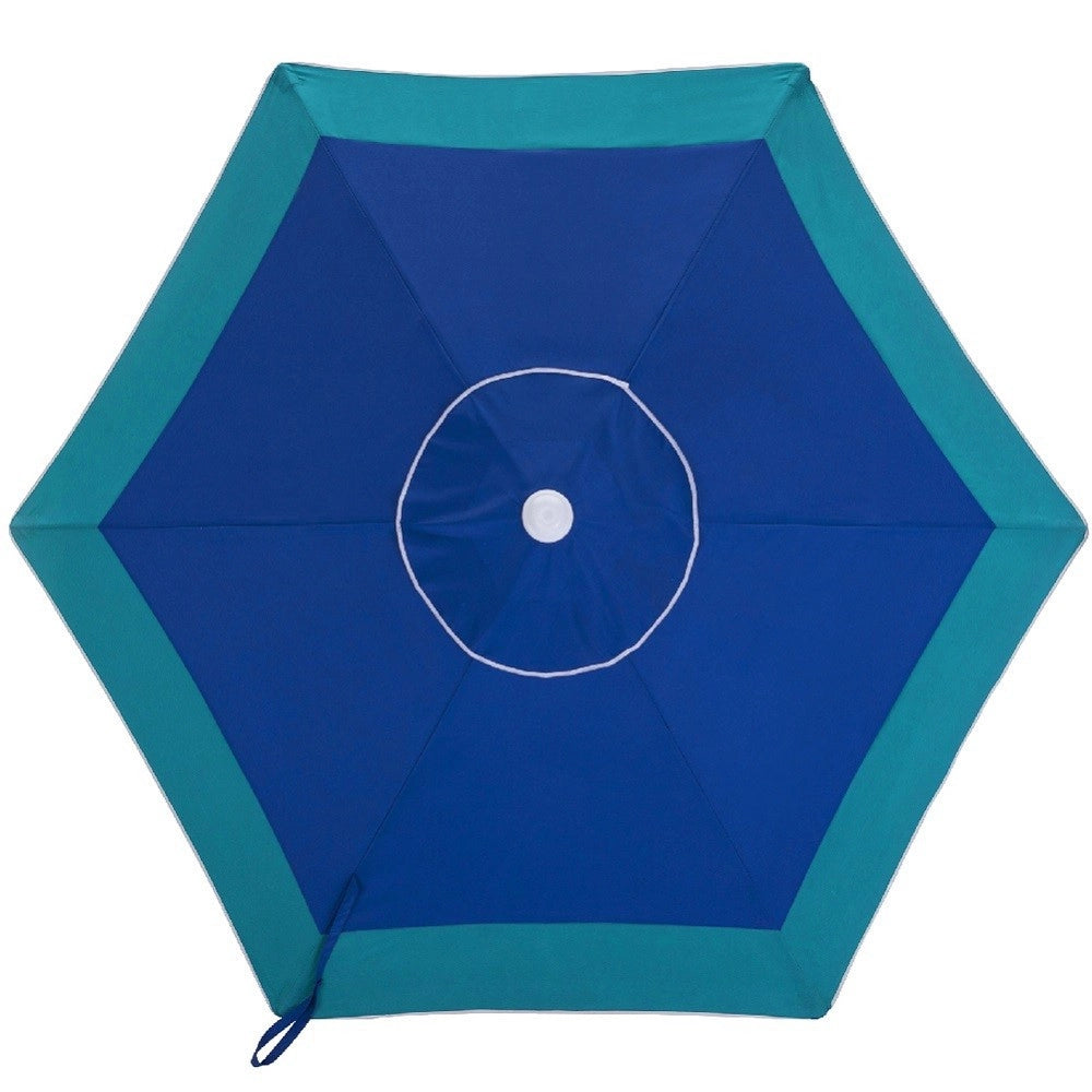 Trade Shop - Ombrellone Mare Spiaggia Giardino Acciaio Grande 210cm Turchese Blu Con Custodia -