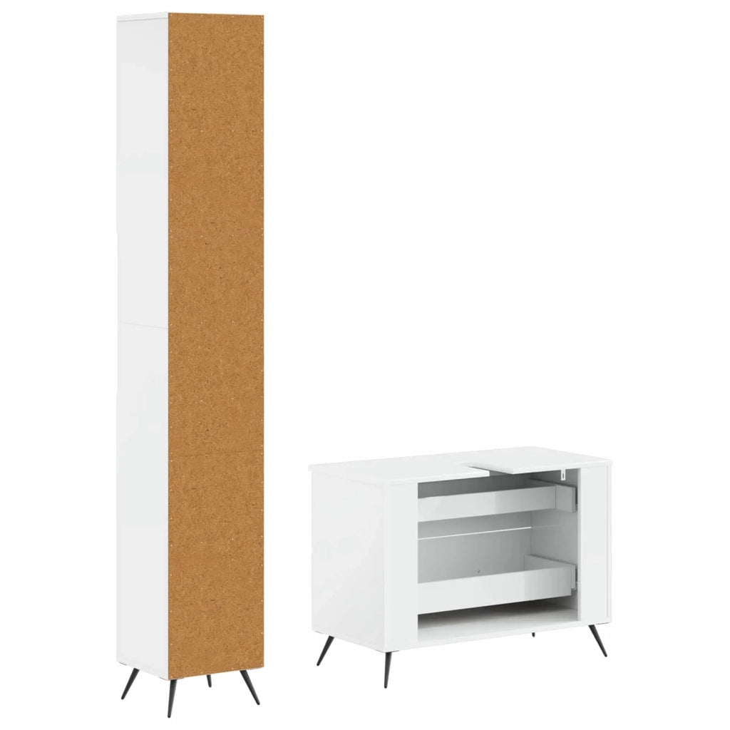 Set di Armadi da Bagno da 2 Pezzi BREDA Bianco Lucido 3417562