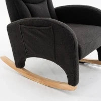 Poltrona relax a dondolo con braccioli, struttura imbottita ed ergonomica, 66x96-125.5x99 cm, Grigo Scuro