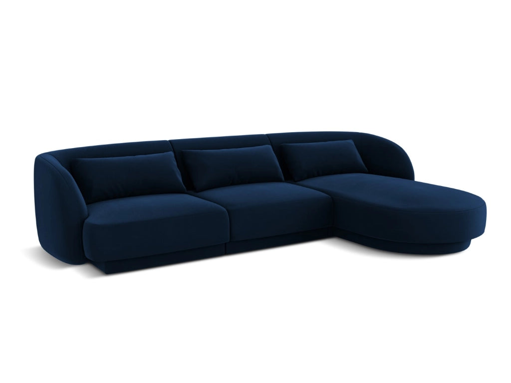 Cosmopolitan Design - Divano angolare destro "Tulum" 4 posti in velluto blu reale 