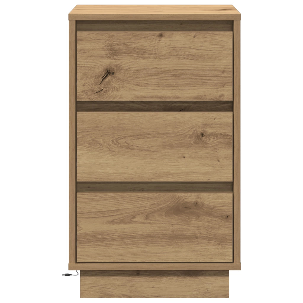 Comodino con LED in rovere artisan 39x34.5x65 cm Legno ingegnerizzato